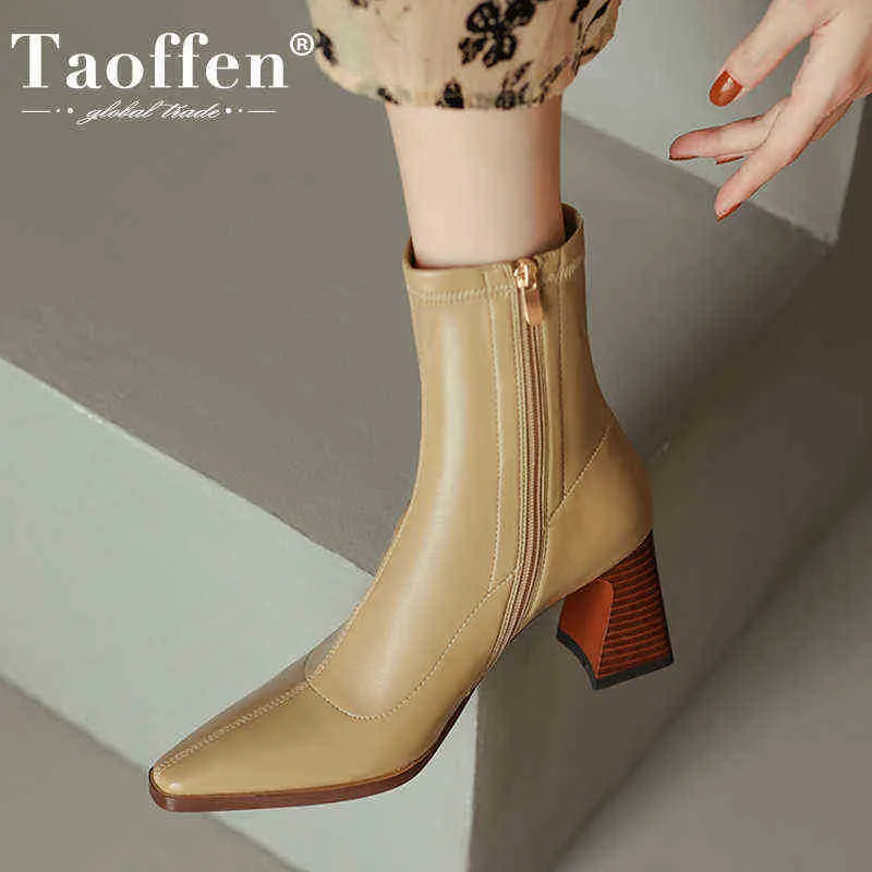 Boots Taoffen 2023 New Women Ankle High Heels Winter Female Shoes Fashion Be Toe Ladies Short Boot Size 34-39 220805