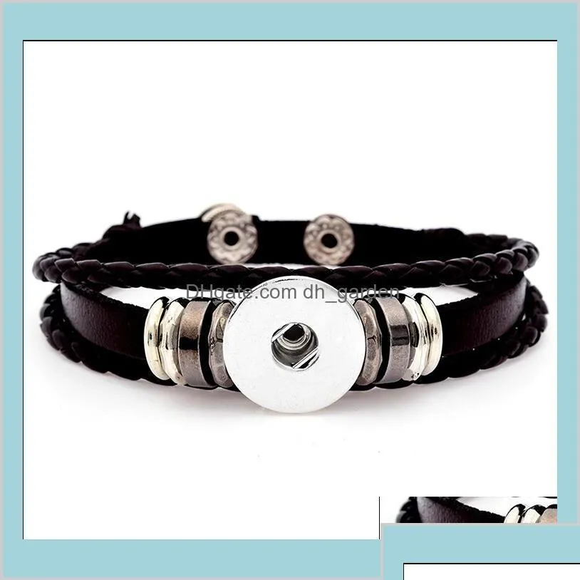 Bedelarmbanden chunk 18 mm metalen armband gember mode 6 stijlen mtilayer lederen noosa snap statement sieraden ps1349 otf6z