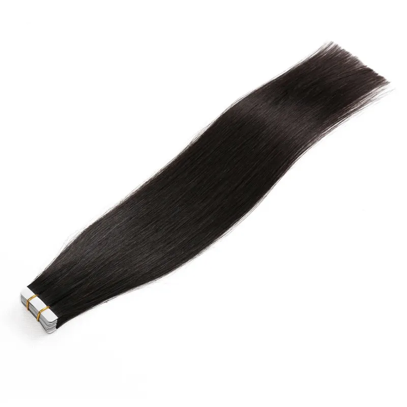 Elibess Saç Fabrikası Toptan Rus Avrupa Remy Bant Saç Uzantıları 2.5 Gram PC 60 PCS Lot Çift Çizilmiş Kalınlık Siyah Renk 1#