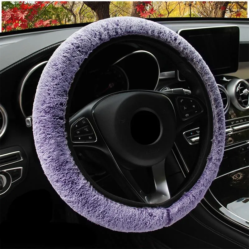 Stuurwiel bedekt pluche elastische autoverekking 38 cm staring winter warme 3 kleuren interieuraccessoires