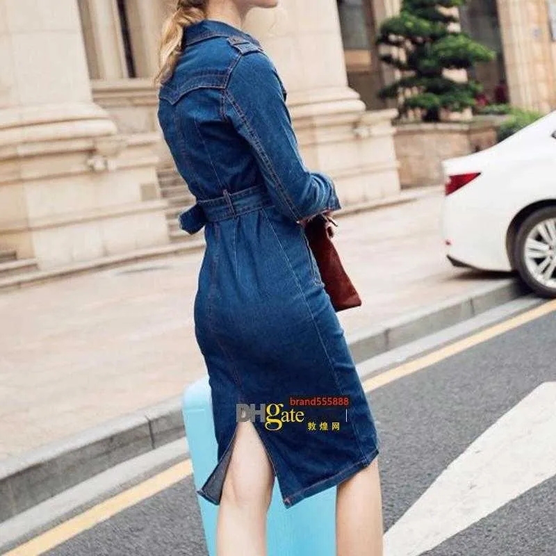 chinese dress ladies RKSTN Denim Dress for Women Casual Knee Length Spring Dresses Office Slim  Mid-Cuff Dress with Belt Long Sleeve Button Dress Blue at Amazon Women's  Clothing store main image 0