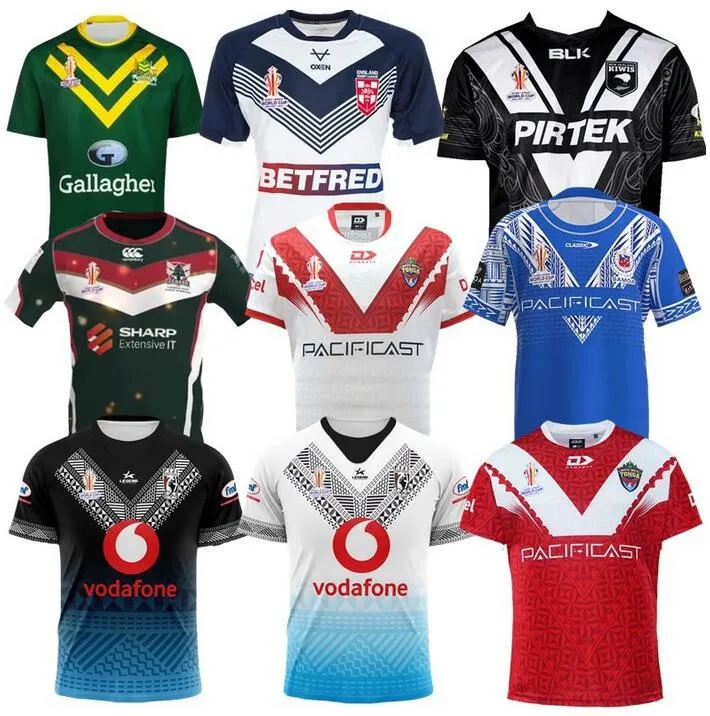 2022 Austrália KANGAROO Rugby league Jerseys copa do mundo 2021 FIJI inglaterra KIWIS Tonga RLWC Samoa Escócia Samoa home away shirts Tamanho S-5XL