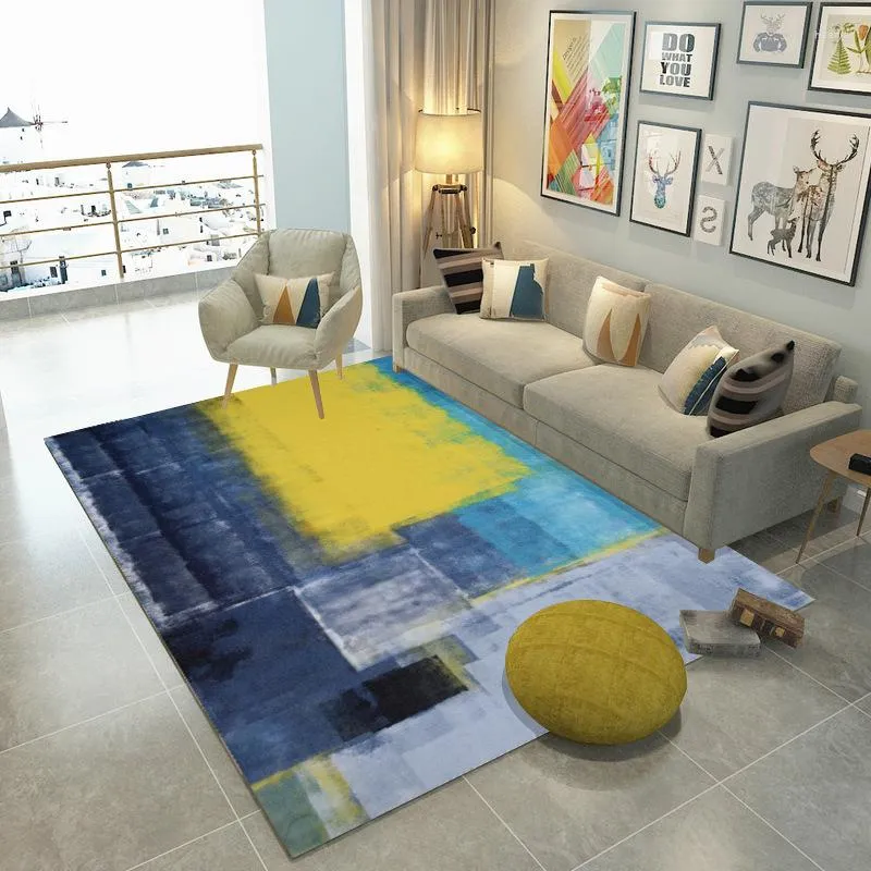 Carpets Nordic Abstract Ink Splash Drawing Carpet For Living Room Large Size Rectangle Geometric Bedroom Rugs Non-slip Mats