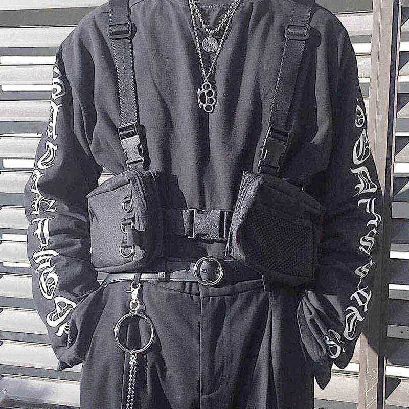 Borsa da sera Punk Chest Bag Hip-Hop Tactical Streetwear Marsupio Unisex Outdoor Funzionale Gilet Borse Due tasche Harness Rig 220728