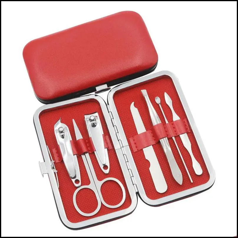 7 colors nail clippers 7 piece set nail manicure nursing tool scissors tweezer manicure set pu leather package