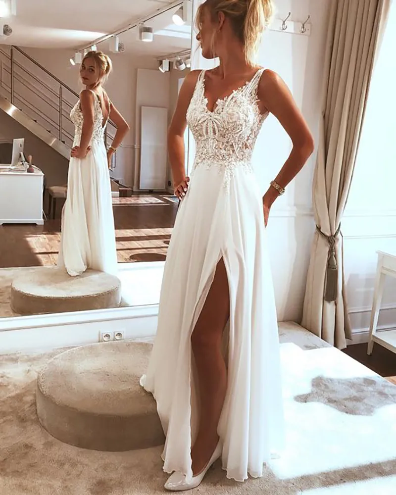 Wedding dress top with side split