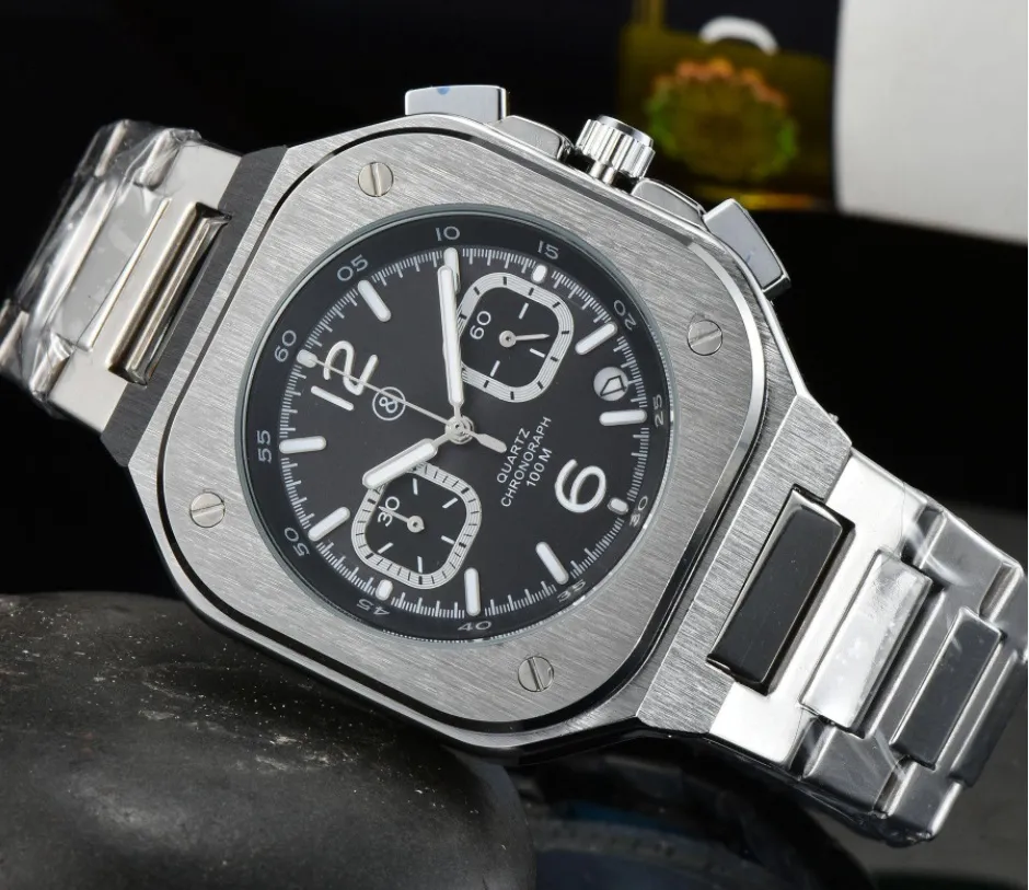 Armbåndsure BR Model Sport Quartz Bell Luksus multifunktionsur Business Fuld rustfrit stål Man Ross Square Armbåndsur 003_voghion.com