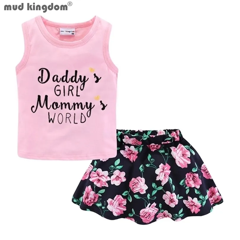 Mudkingdom Sommer Mädchen Kleidung Set Ostern Chiffon Rock Outfit LIEBE Süße Mädchen Anzüge Ich Liebe Papa Mama Kinder Kleidung 220326