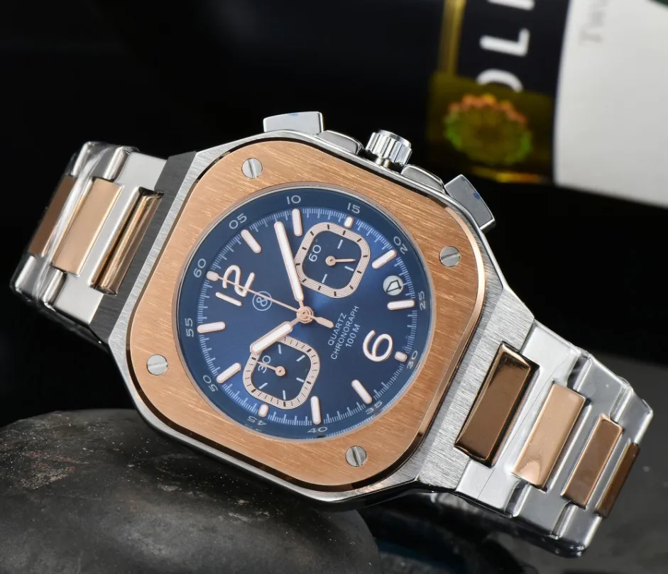Armbåndsure BR Model Sport Quartz Bell Luksus multifunktionsur Business Fuld rustfrit stål Man Ross Square Armbåndsur 003_voghion.com