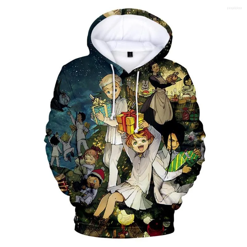 Sudaderas con Capucha para Hombre Novedad Divertida The Promised Neverland Sudaderas con Estampado 3D Sudadera de Manga Larga para niños/niñas Jerséis Informales de Anime Tops