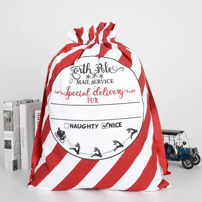 31スタイルクリスマスギフトラップキャンバスメリークリスマスサックドローストリングバッグ特別配達サンタクロースキャンディギフトバッグ