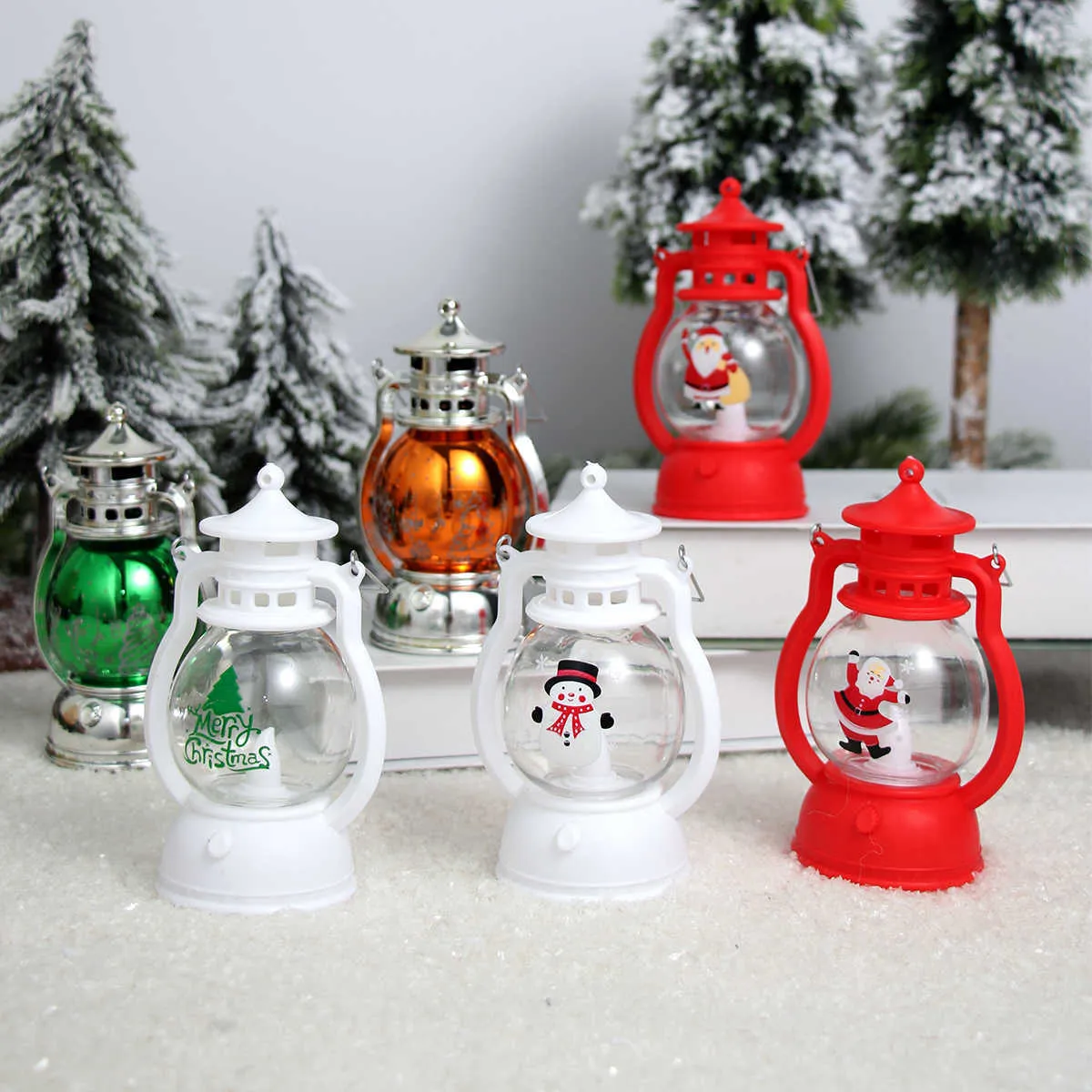 3 Lanternes De Noël LED Avec Neige – Décoration Festive, Piles Incluses, Sans Flamme - 2