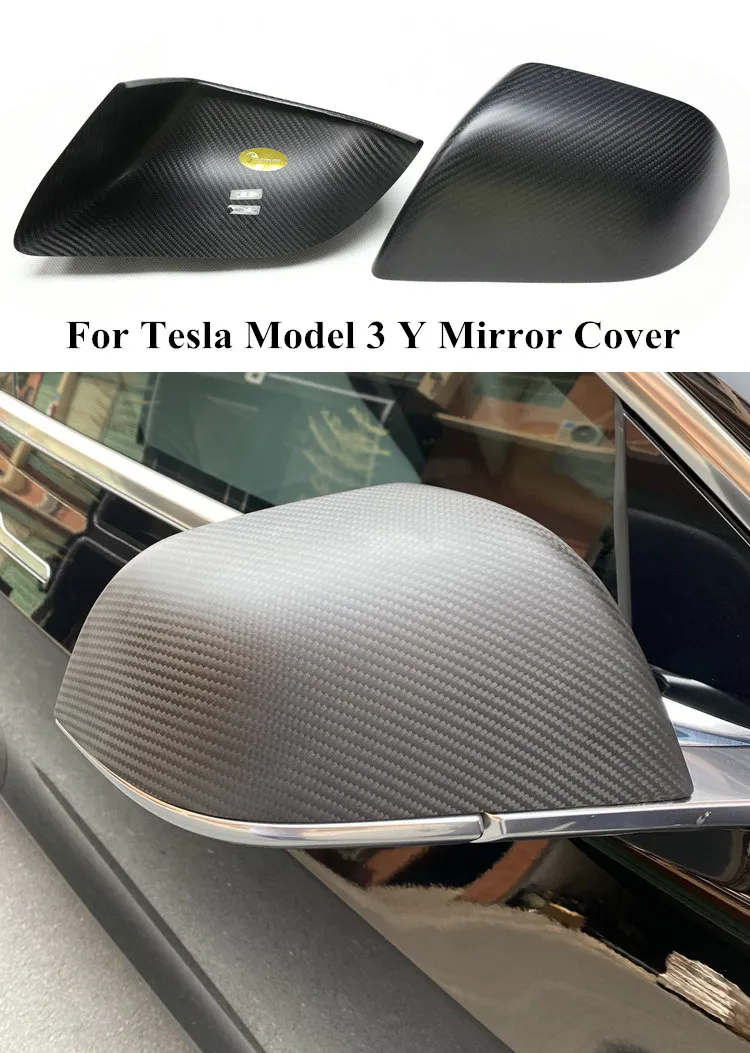 Автомобильные зеркальные крышки крышки для Tesla Model 3 Y Glossy Кованое кованое углеродное волокно оболочка бокового крыла