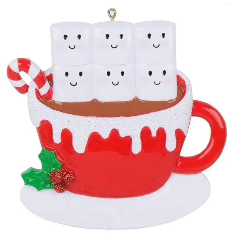 Christmas Decorations Cute Coffee Cup Ornaments Tree Pendants Resin DIY Personalized Family Pendant 2022 Year Friendly