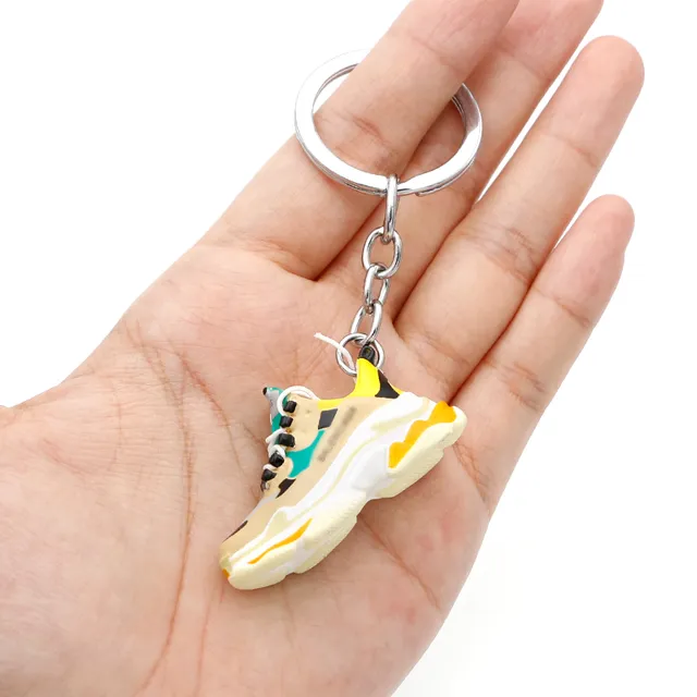 Keychains Lanyards Emation 3D Mini Basketball Shoes Three Nsional Model Keychain Sneakers Couple Souvenir Mobile Phone Key Pendant D ba PABE