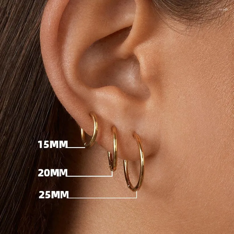 Hoop Earrings Gold Color Small Stainless Steel Circle Round Earrrings For Women Men 2022 Ear Ring Buckle Fashion Jewelry