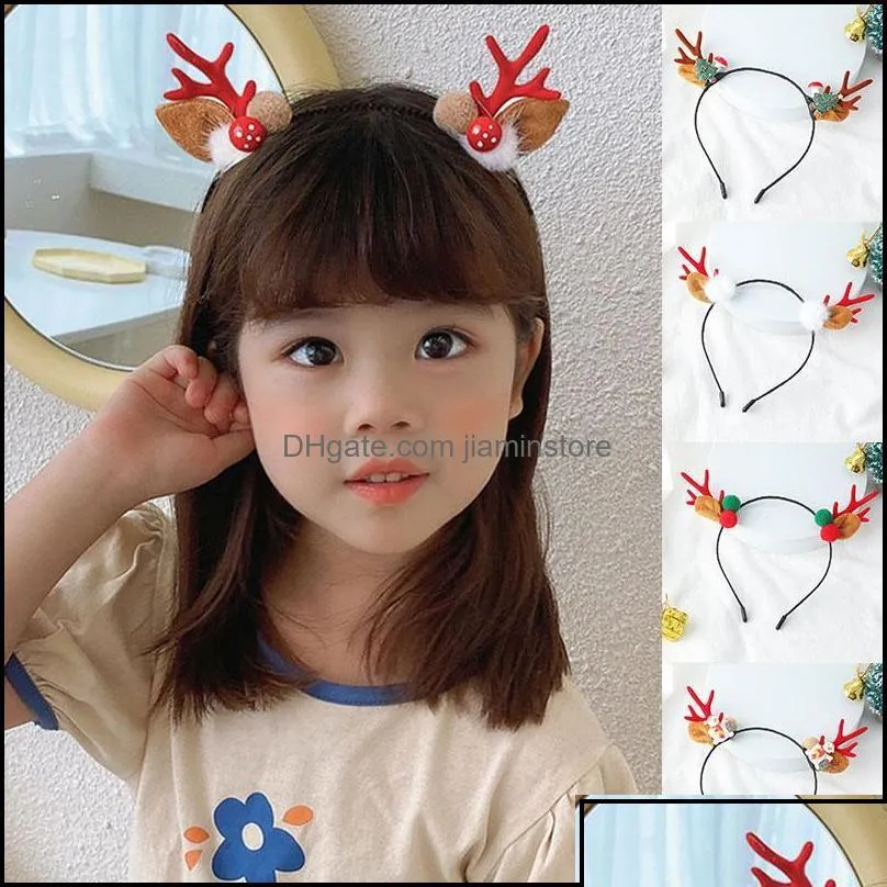 Headbands Hair Jewelry Christmas Hairbands For Girls Cute Deer Ear Kids Antler Bands Plastic Hoop Accessories Drop Delivery Otjli