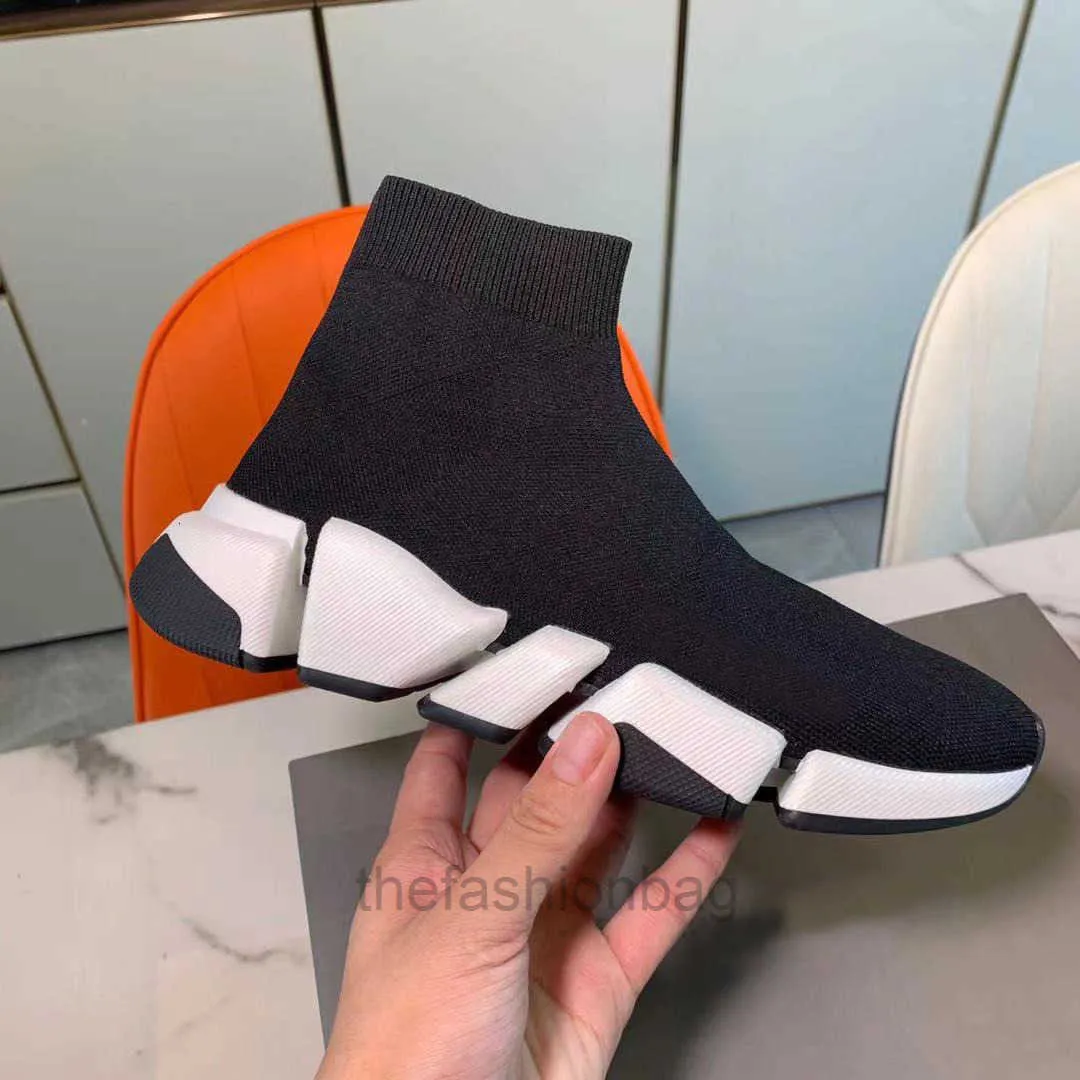 Herrkvinnor Knit Sock Shoes Top Quality High Cut Socks Fashion Outdoor Platform Dress Shoe Size 35-45