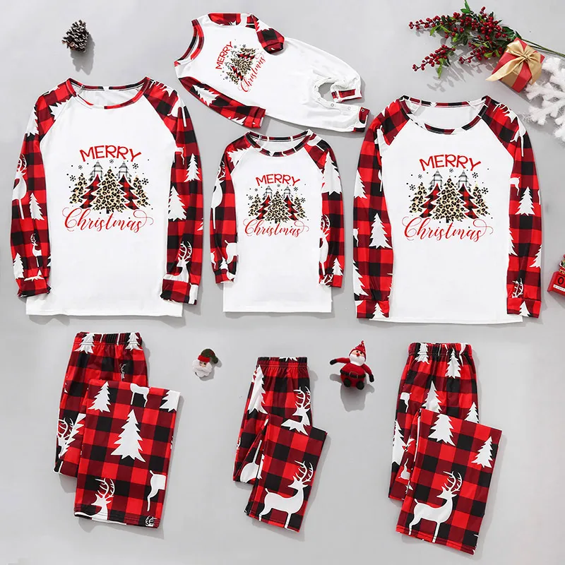 Família correspondente a roupas de pijamas de Natal Mulheres homens crianças bebê pijamas casais combinando roupas conjuntos mãe mãe mãe natal pj look 221028