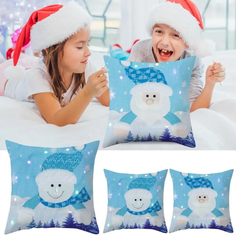 Stoelbedekkingen Merry Christmas Led Light Gloeiende Santa Pillowcase gewatteerde bank voor 3 kussenbank