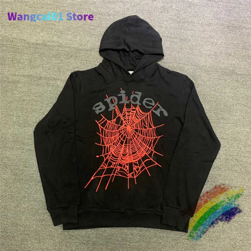 Herren Hoodies Sweatshirts Schwarz Sp5der 555555 Hoodie Männer Frauen 22FW Red Puff Print World Wide Spider Hoodie Young Thug Pullover 1011H22