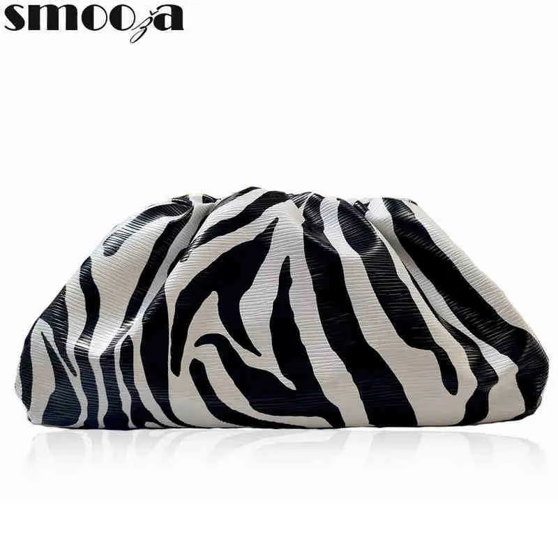 Sacs de soirée SMOOZA 2022 Fashion Day Clutch Dumpling Bag Zebra Holographic Clip Purse Femmes Sacs à main plissés et sacs à main Designer 220623