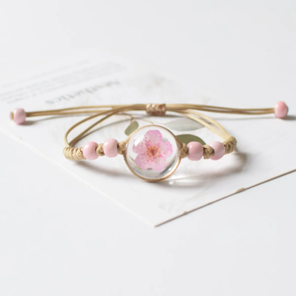 Never Wither Starry bracelets Dried Flower Bracelet Female Student Girlfriends Couple Peach Blossom Crystal Bracelet