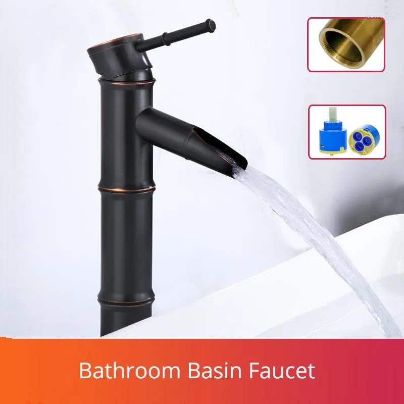 Banyo Lavabo muslukları yüksek kaliteli tek kollu delik ve soğuk su bambu mola tasarımı havza musluğu klasik karışık musluk