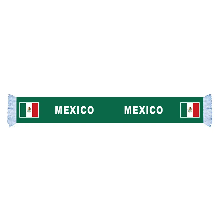 Mexique drapeau écharpe usine approvisionnement qualité Polyester Qatar coupe du monde Satin écharpe pays National Football jeux Fans écharpes