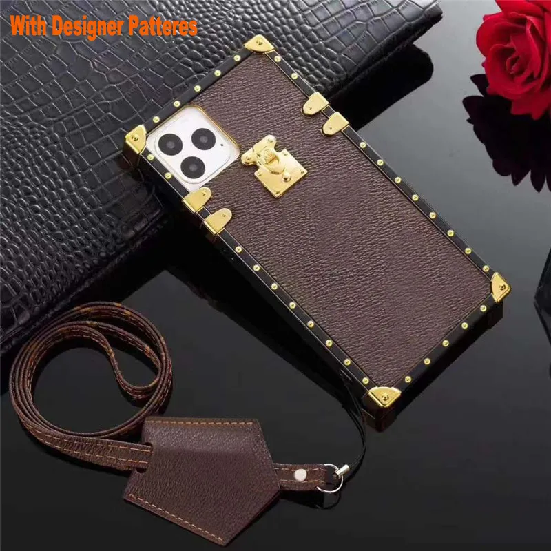 Fashion Square Leder iPhone 15 Pro Max Hüllen Armbandband 15Plus 15Pro Luxus Designer Handyhülle für IP13Promax 14Plus 12 11 XR 7 8P Frauen Mädchen stoßfeste Abdeckung