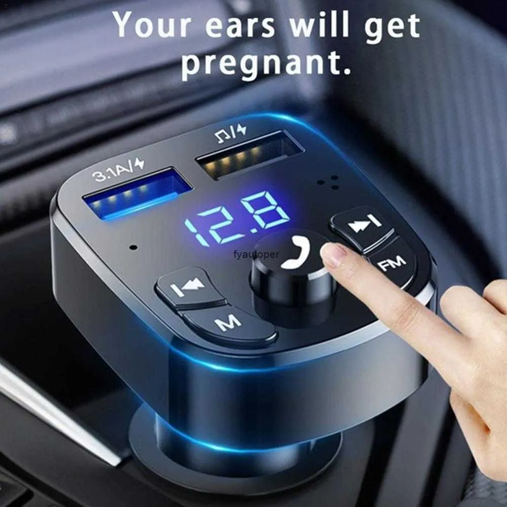 USB ChargerCar Bluetooth Gonomwicy Kit 5.0 Car Kit med FM -sändarmodulator MP3 Player Wireless Kit