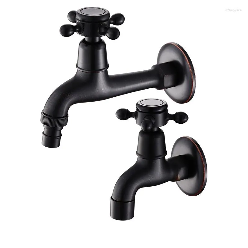 Bathroom Sink Faucets Modern Black Bronze G1/2 Decorative Outdoor Faucet Garden Bibcock Tap Washing Machine Mop