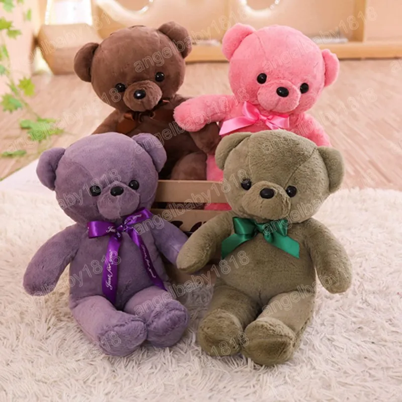 40 cm de desenho animado Teddy Bear Plush Brinquedos com fita macia brinquedos de animais de pel￺cia para crian￧as Presente de anivers￡rio para meninas beb￪ baby