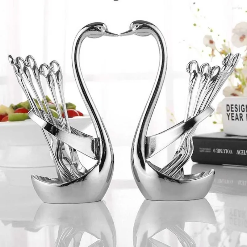 Servis upps￤ttningar legering Swan Fork Table Ben Ben Kina Set Stand Holder Wedding Party Decoration Dinner Silverware