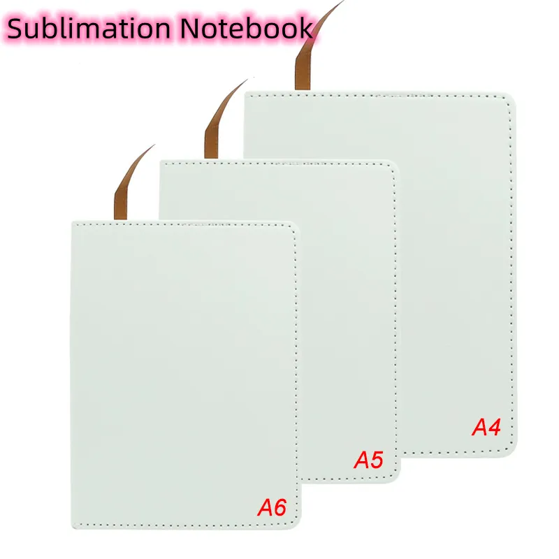 Blocs de notas de sublimación Cuaderno de cubierta de cuero sintético en blanco con página interior A4 A5 A6 Horario diario Memo Sketchbook Hogar Escuela Oficina Suministros Regalos Z11