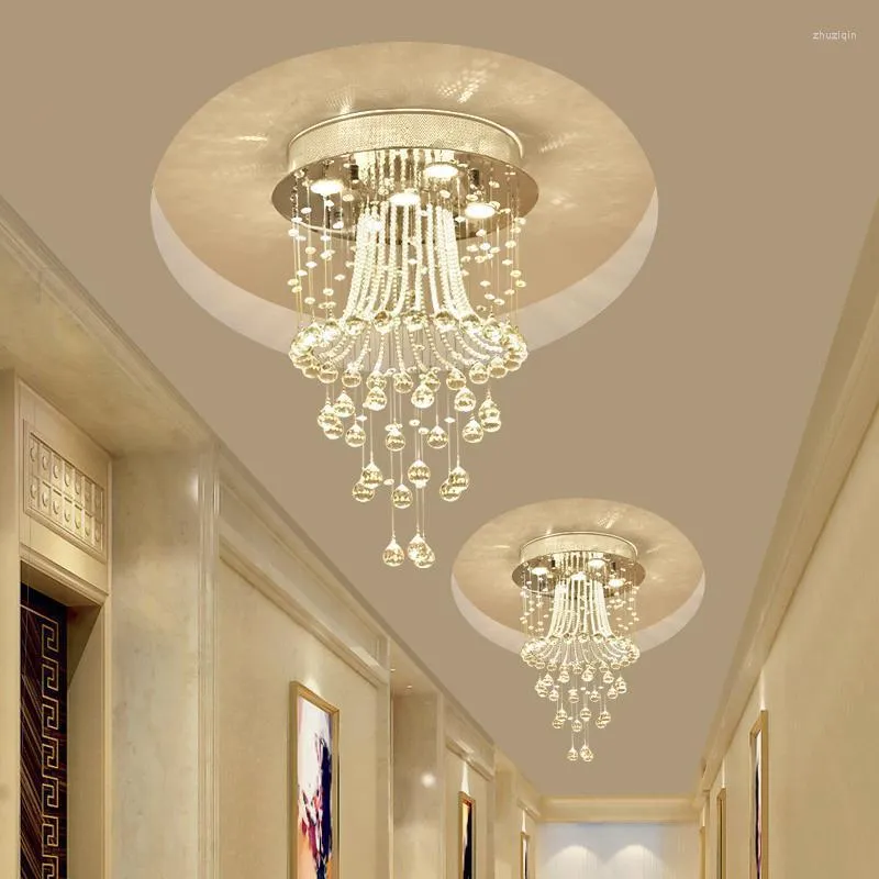 Takljus Modern Hall Crystal Light Fixtures Korridorlampor Runt Cristal Luster Decoration Balkong Led Furface Sconce