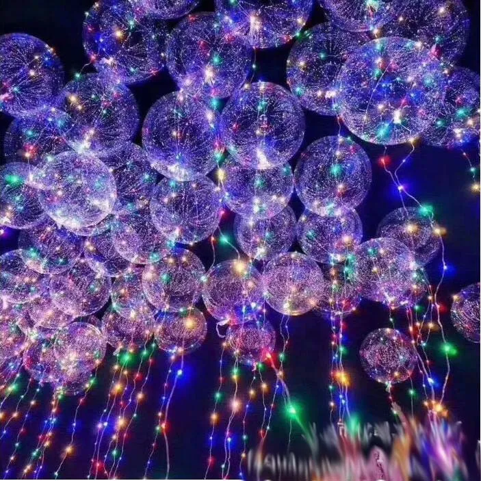 Night market stalls holiday explosions 18-inch led luminous wave ball string transparent balloons romantic farewell balloons