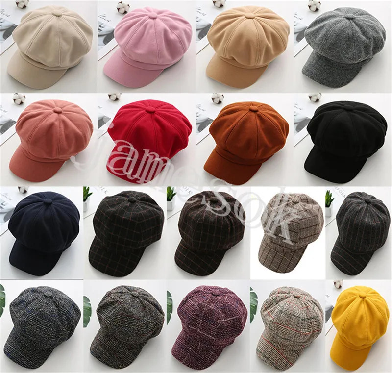 اللسان البطة للسيدات قبعة بسيطة غير رسمية مثمنة الخريف رسام الشتاء قبعة DE880