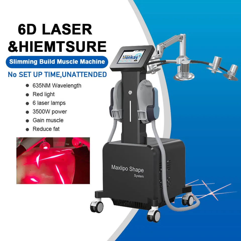 High Technology 2 i 1 EMS Sculpting Muscle Stimulator 532nm v￥gl￤ngd 6D laserkropp Slim Machine