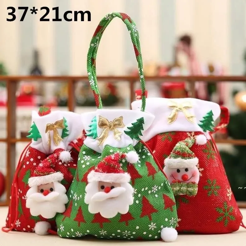 Kerstdecoraties Santa Sack Gift Presents Bag Sneeuwman Candy Tassen Wijn Kousenfles Xmas RRA335