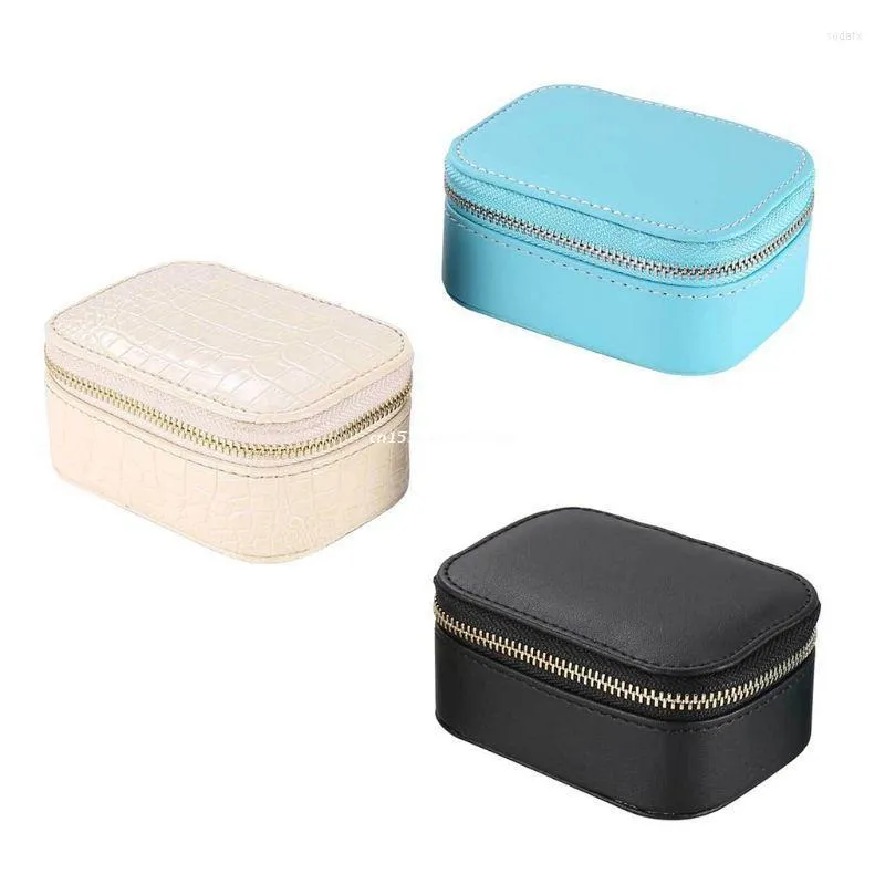 Jewelry Pouches PU Leather Box Necklace Earrings Rings Makeup Storage Organizer Dropship