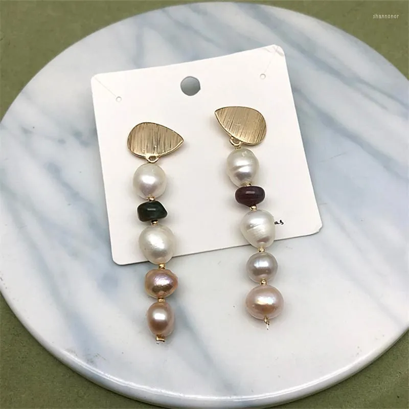 Stud Earrings 2022 Korean Style Natural Freshwater Shell Pearl Stone Beads Women's Party Gift