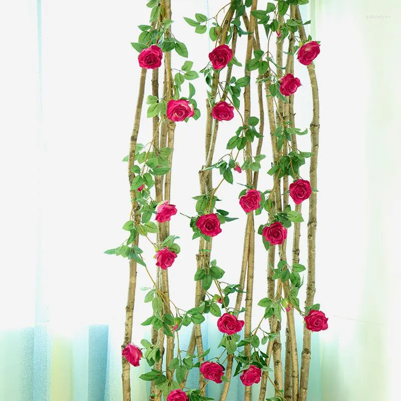 Decorative Flowers 180cm Artificial Rose Ivy Vine Wedding Arch Decor Silk Rattan Garland String Home Wall Hanging Garden Decoration