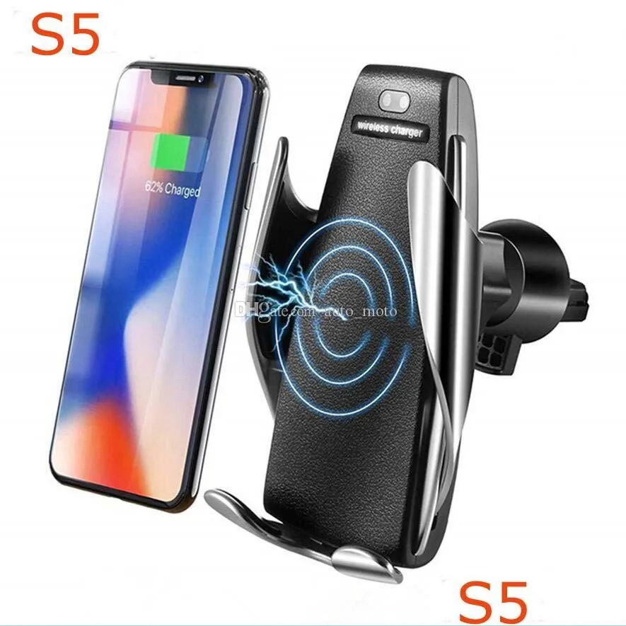 Car Charger S5 Wireless Car Charger 10W Matic Clam Fast Charging Phone 360 Degree Rotation In For Huawei Smart Drop Delivery 2022 Mo Dhm8S