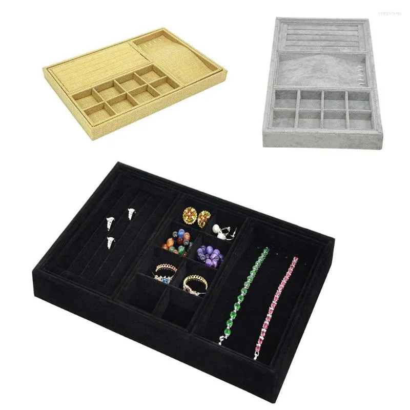 Jewelry Pouches SZanbana Velvet Drawer Multi-function Organizer Tray Rings Display Showcase Necklace Storage Holder Box