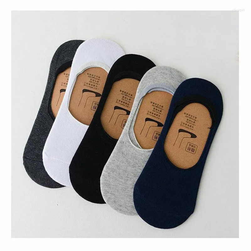 Herrensocken 5 Paar Männer Baumwolle Sommer Atmungsaktiv Unsichtbare Boot Rutschfeste Loafer Knöchel Low Cut Kurze Socke Männliche Sox Für Schuhe