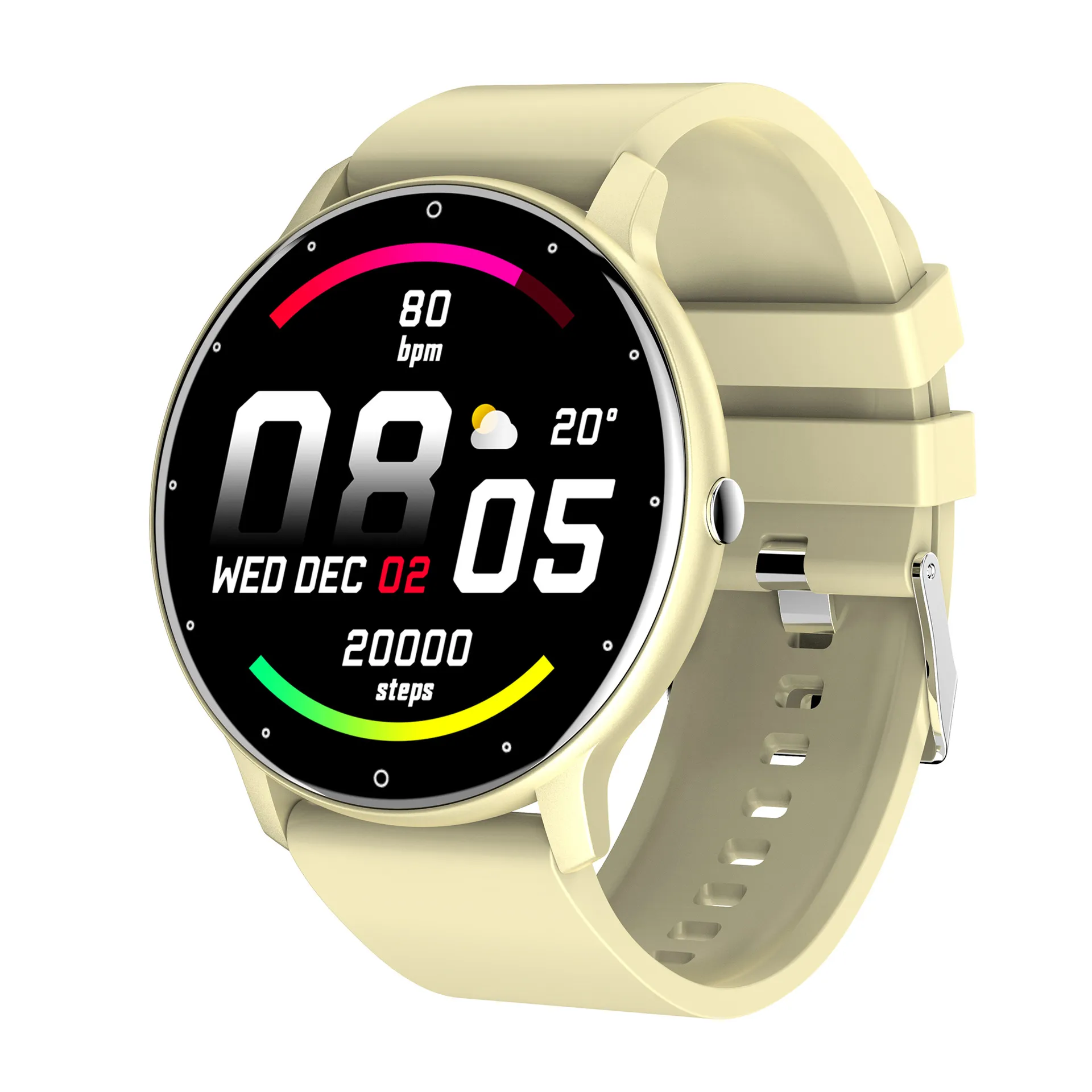 Yezhou2 OEM 1,3 tum rund ribbad Display Smart Watch Heart Rate Blood Pressure Sports Kvinnor Watch Ring