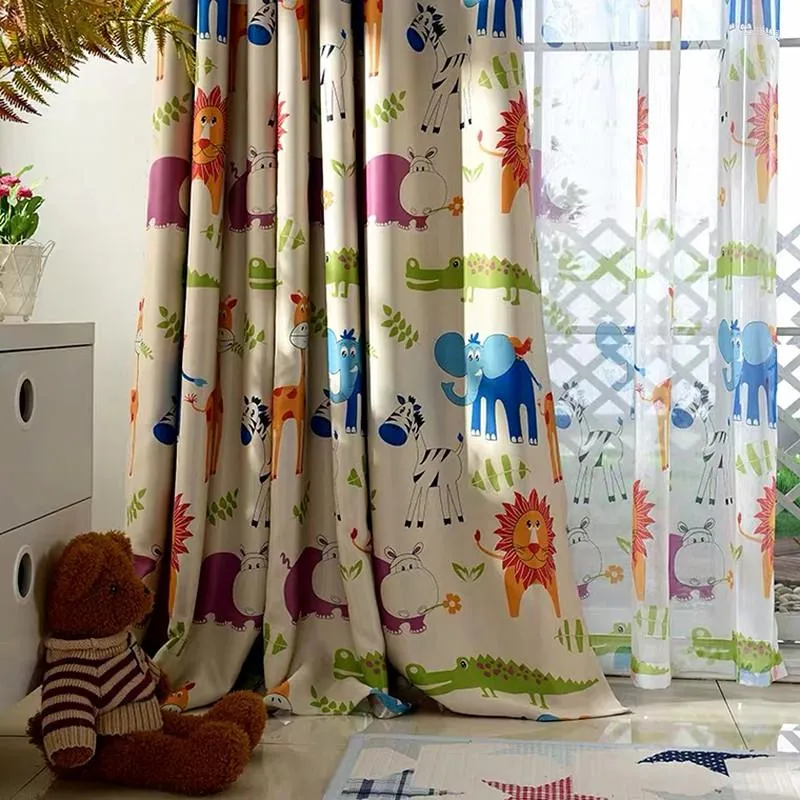 Curtain Lovely Blackout Animal Lion Elephant Curtains For Kids Room Boys Window Drapers Cute Cartoon Baby House