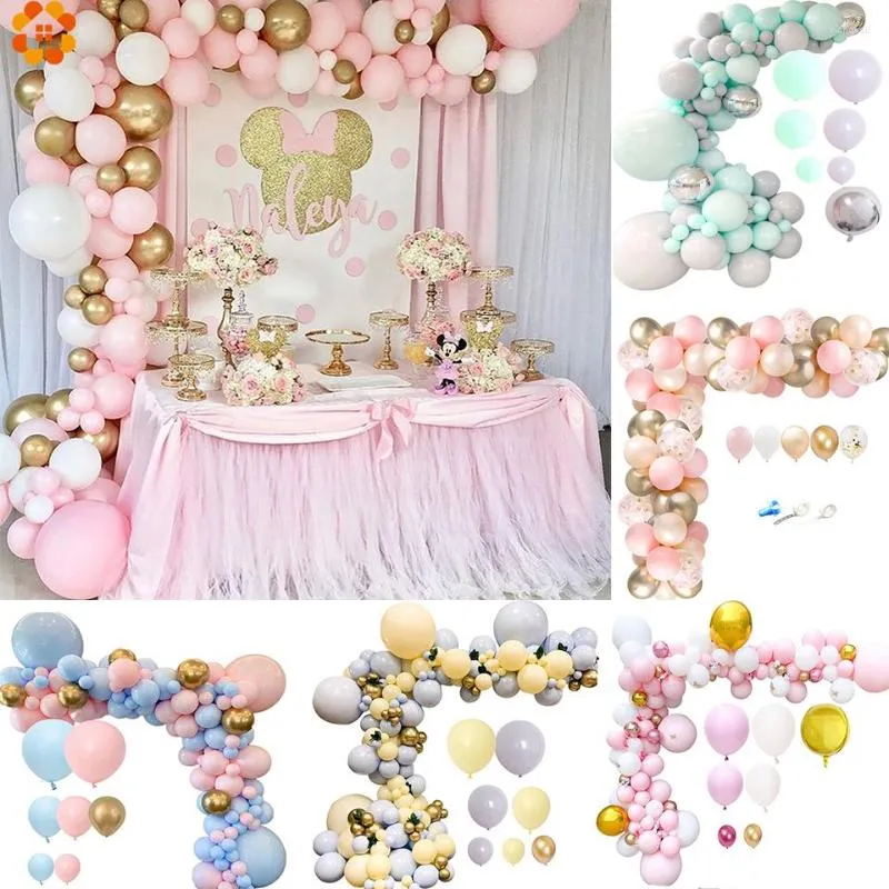Decorazione per feste 1 set Macaron Palloncino Arco Grigio Rosa Oro rosa Coriandoli Matrimonio Baby Shower Rivelazione di genere Forniture