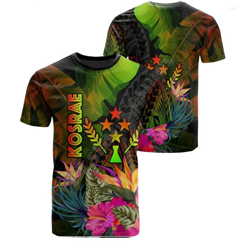 Camisetas masculinas Camas de moda polinésia Variedade de tampas coloridas e femininas Kosrae 3D de manga curta impressa Summer 2022